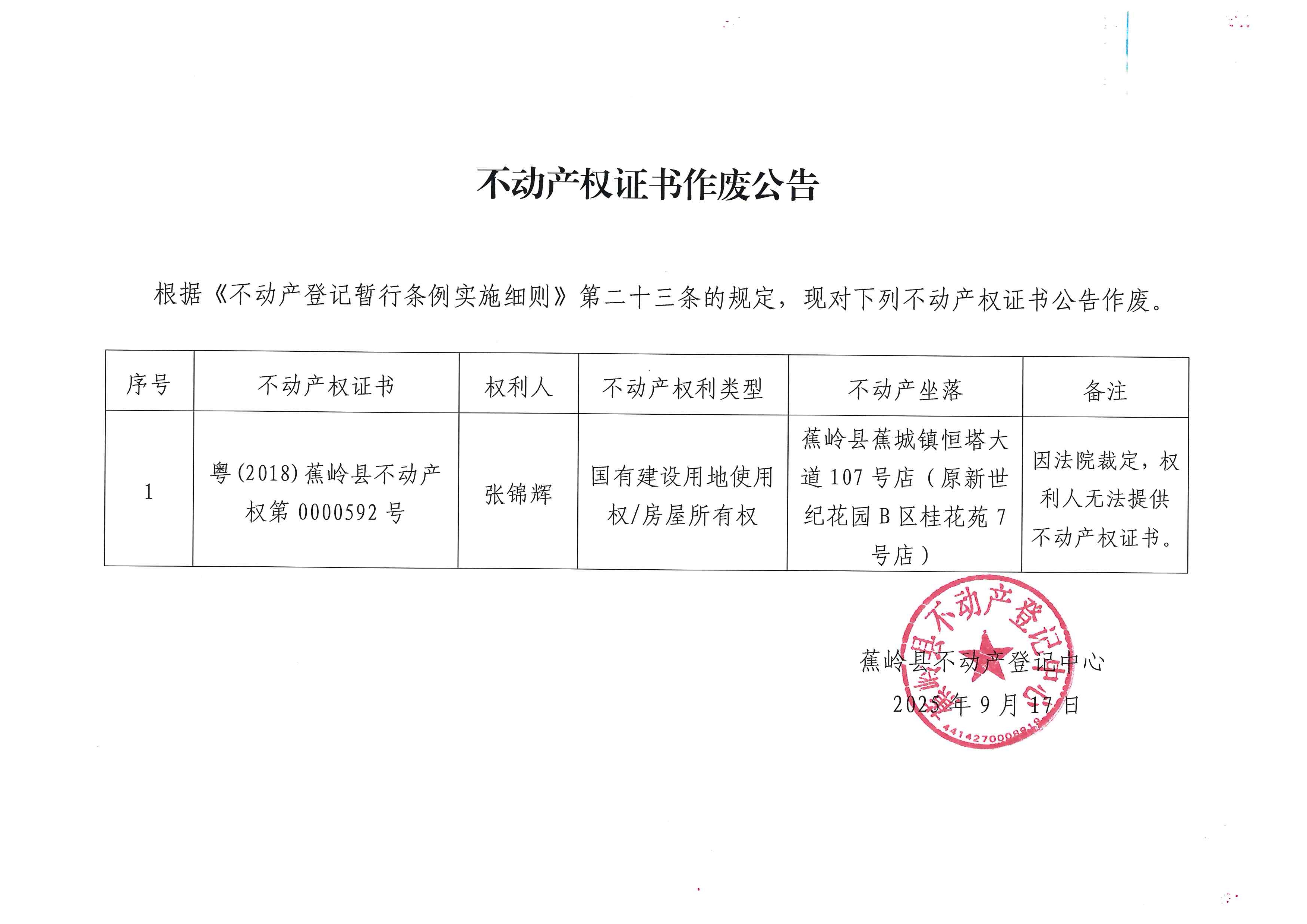 不动产权证书作废公告（粤(2018)蕉岭县不动产权第0000592号）.jpg