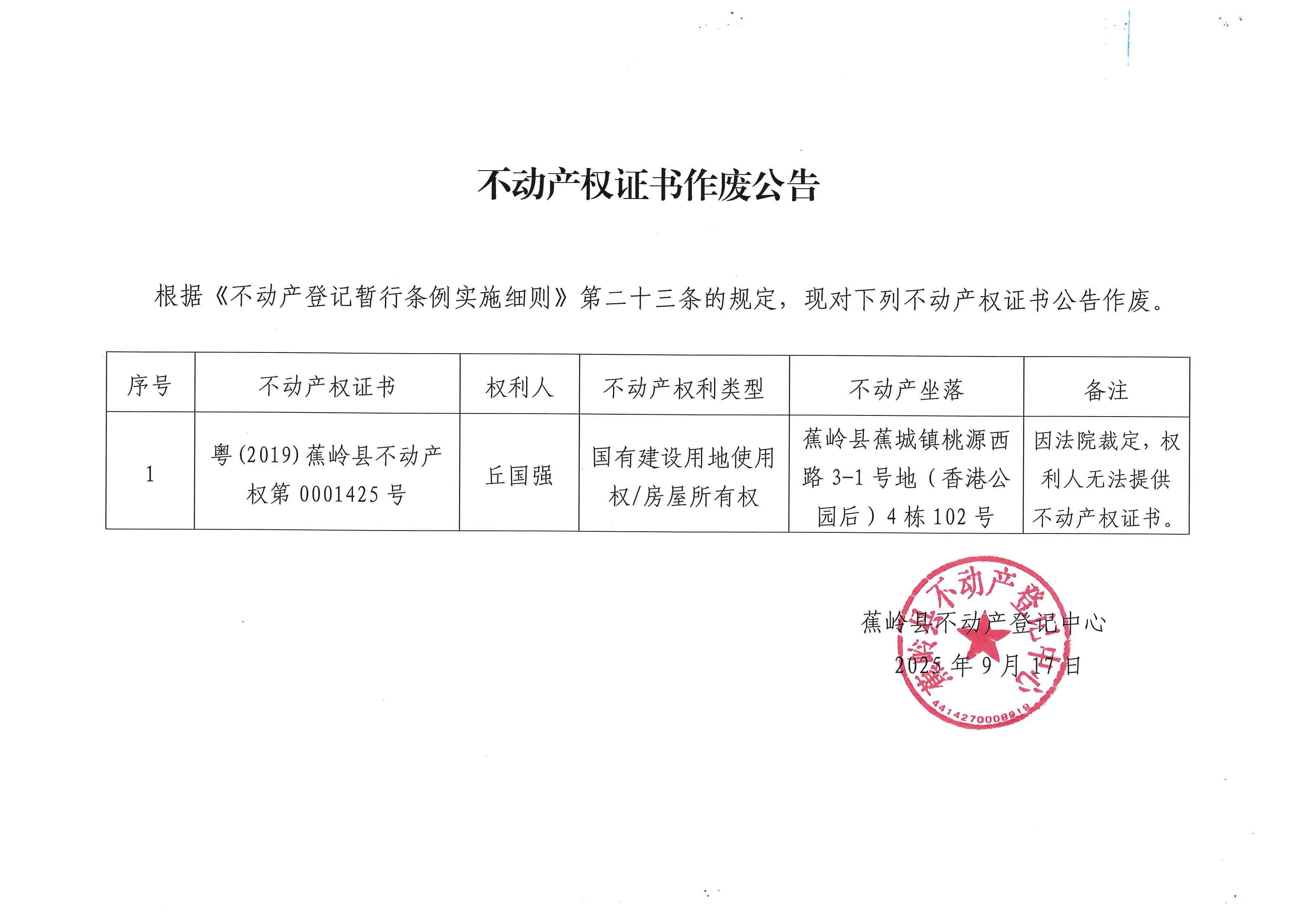 不动产权证书作废公告【粤(2019)蕉岭县不动产权第0001425号】.jpg